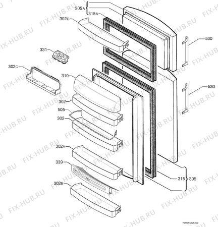 Взрыв-схема холодильника Electrolux ERD43391X8 - Схема узла Door 003